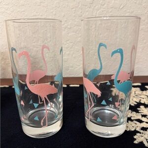 Libbey Flamingo Vintage Highball Iced Tea Glasses Retro Barware Vintage Set Of 2